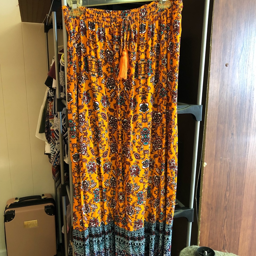 Orange and Navy Boho Maxi Skirt
